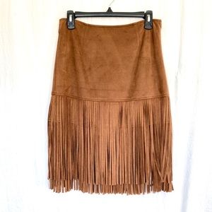 Suede Fringe Skirt